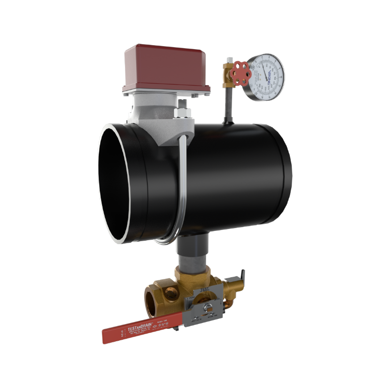Viking® 15263G300 EasyPac Floor Control Riser Assembly With Test And Drain And PRV, K25 ESFR Orifice, 300 PRV, Groove x Groove, 8" - WeSupplyIt.com