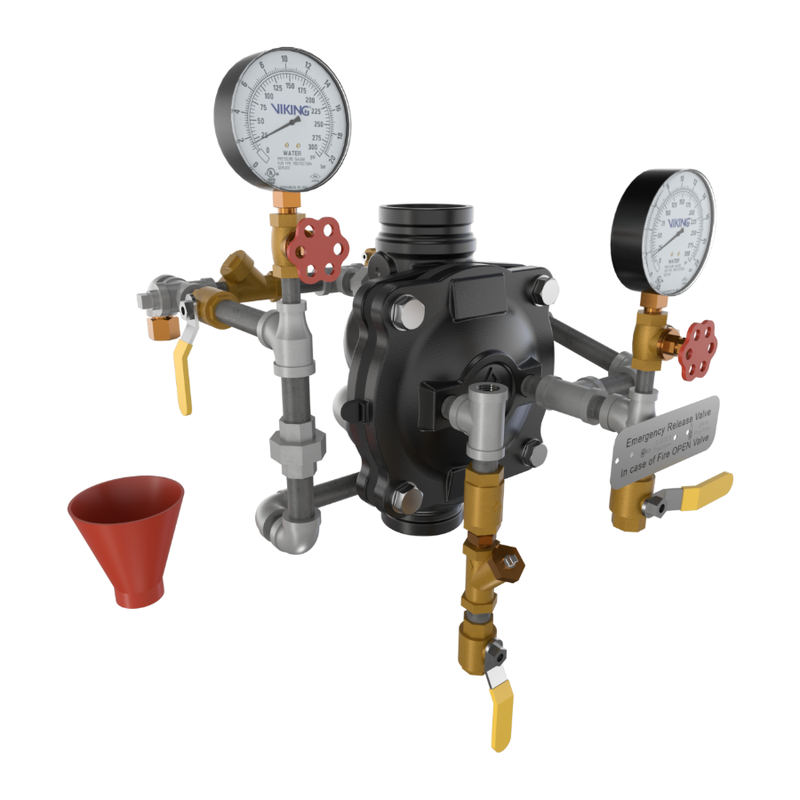 Viking® 23617 Model VXD Deluge System With Hydraulic Release, Galvanized, Pre-Trimmed, Vertical, 3" - WeSupplyIt.com