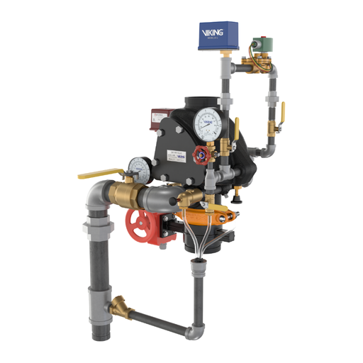 Viking® Model 27343 VXR Dry Pipe Valve System With Model EA-1 Electronic Accelerator, External Reset, Pretrimmed Riser (PTR) Galvanized, 4" - WeSupplyIt.com