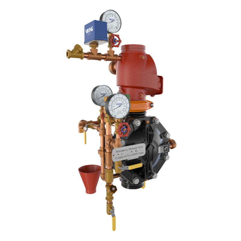 Viking® 27463-2 Model VXD Double Interlock Preaction System with Electric/Pneu-Lectric Release, Brass Loose Trim, 4" - WeSupplyIt.com