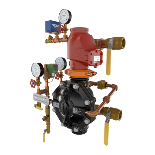 Viking® 27463-2 Model VXD Double Interlock Preaction System with Electric/Pneu-Lectric Release, Brass Loose Trim, 4" - WeSupplyIt.com