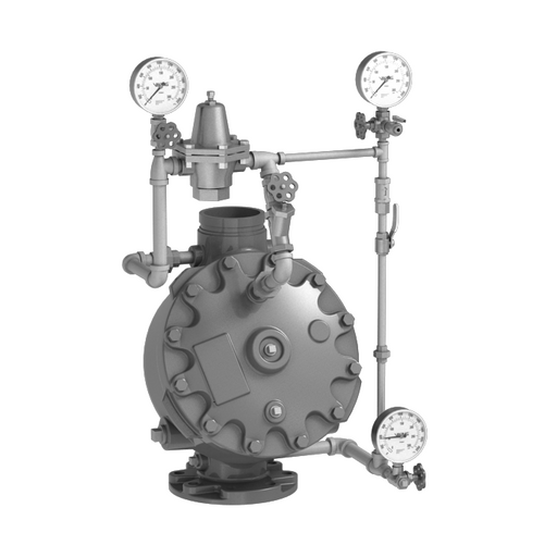 Viking® 13542 Model B-3 Halar Coated Pilot Operated Pressure Control Valve, Vertical, Straight Through, Flange x Groove, Brass, 6" - WeSupplyIt.com