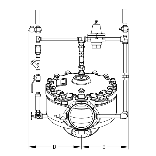 Viking® 13530 Model B-3 Halar Coated Pilot Operated Pressure Control Valve, Horizontal, Straight Through, Groove x Groove, Brass, 8" - WeSupplyIt.com