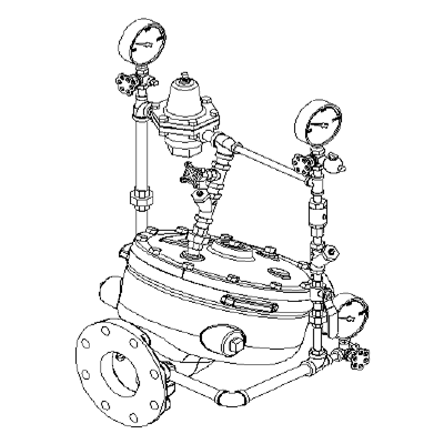 Viking® 13531 Model B-3 Halar Coated Pilot Operated Pressure Control Valve, Horizontal, Straight Through, Flange x Flange, Brass, 8" - WeSupplyIt.com