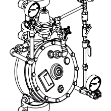 Viking® 13544 Model B-3 Halar Coated Pilot Operated Pressure Control Valve, Vertical, Straight Through, Groove x Groove, Brass, 8" - WeSupplyIt.com