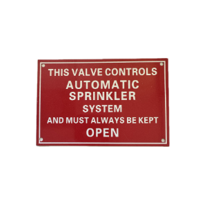 This Valve Controls Automatic Sprinkler System And Must Always Be Kept Open Sign, Aluminum, 4" x 6" - WeSupplyIt.com
