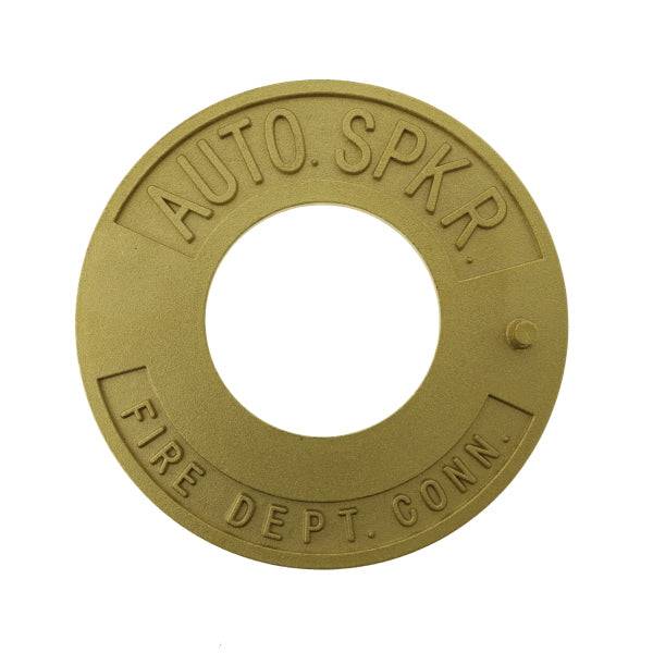 Fire Dept. Conn. Auto. Spkr. Sign - Brass - Round - 2 1/2" - W355 - WeSupplyIt.com