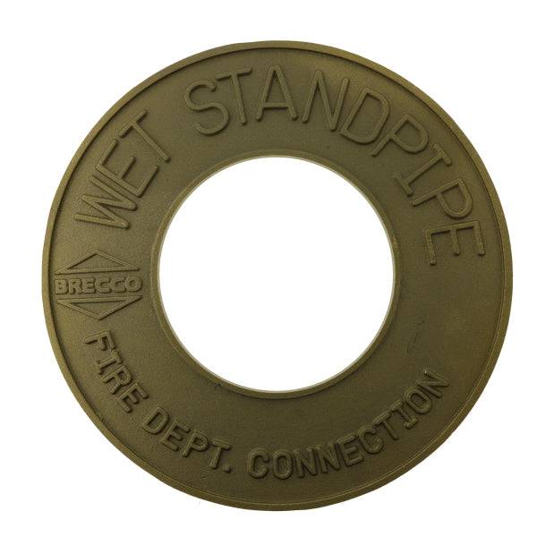 Fire Dept. Connection Wet Standpipe Sign - Brass - 4" IPS - W362 - WeSupplyIt.com