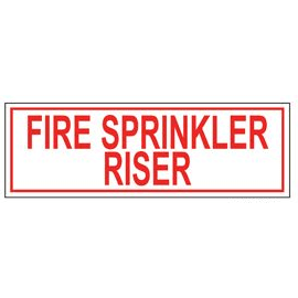 Fire Sprinkler Riser Sign, Sticker, Decal, 6" x 2" - WeSupplyIt.com