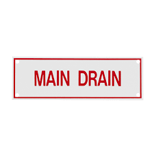 Main Drain Sign, Sticker, Decal, 6" x 2" - WeSupplyIt.com