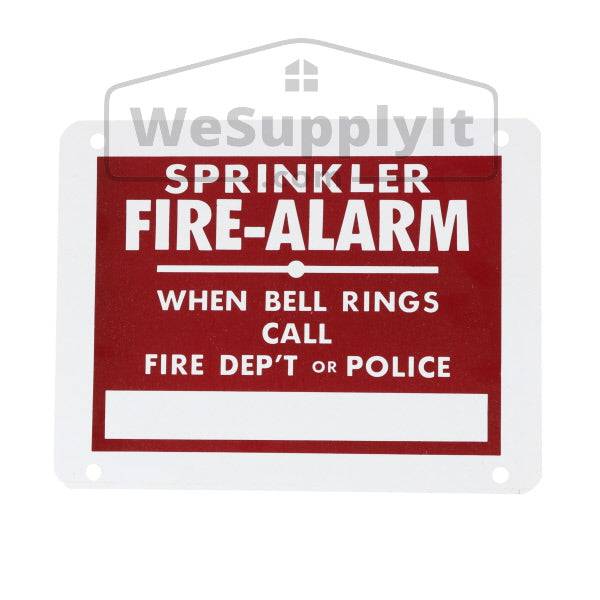 Sprinkler Fire Alarm Bell Sign, Call Fire Dept., Aluminum, 9" x 7" - WeSupplyIt.com