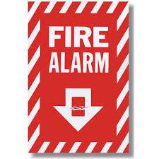 Fire Alarm Arrow Sign, BL119,  Vinyl, 8" x 12" - WeSupplyIt.com