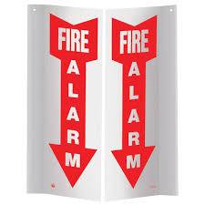 Fire Alarm Down Arrow Sign, 3-D Rigid Plastic, PTD156,  Vinyl, 4" x 12" - WeSupplyIt.com