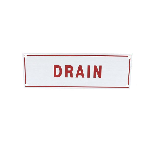 Fire Sprinkler Drain Sign, Aluminum, 6" x 2"