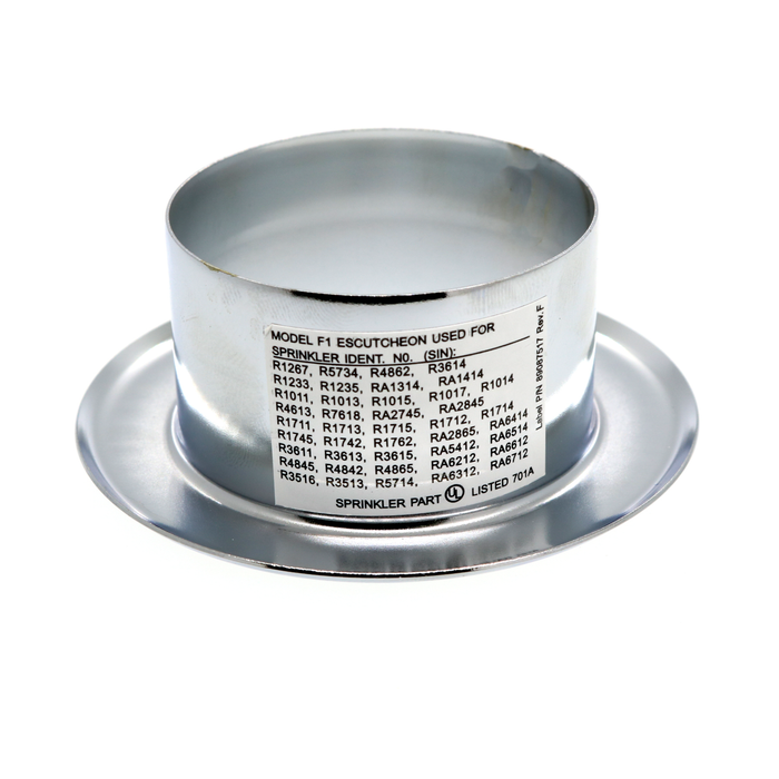 RASCO/Reliable Model F1 Recessed Fire Sprinkler Escutcheon, 1/2" NPT, Chrome GF1C 6800600001 - WeSupplyIt.com