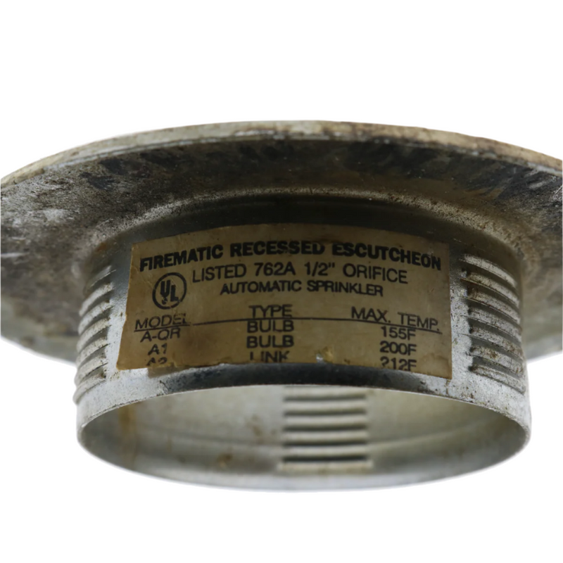 Firematic Model A1 A2 A-QR Recessed Fire Sprinkler Escutcheon, White - WeSupplyIt.com