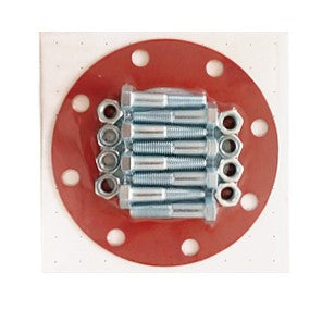 Flange Pack Kit With 150lb Full Faced Red Rubber Ring Gasket, Zinc Plated Nuts and Bolts, 8" Kit with (8) Bolts - WeSupplyIt.com