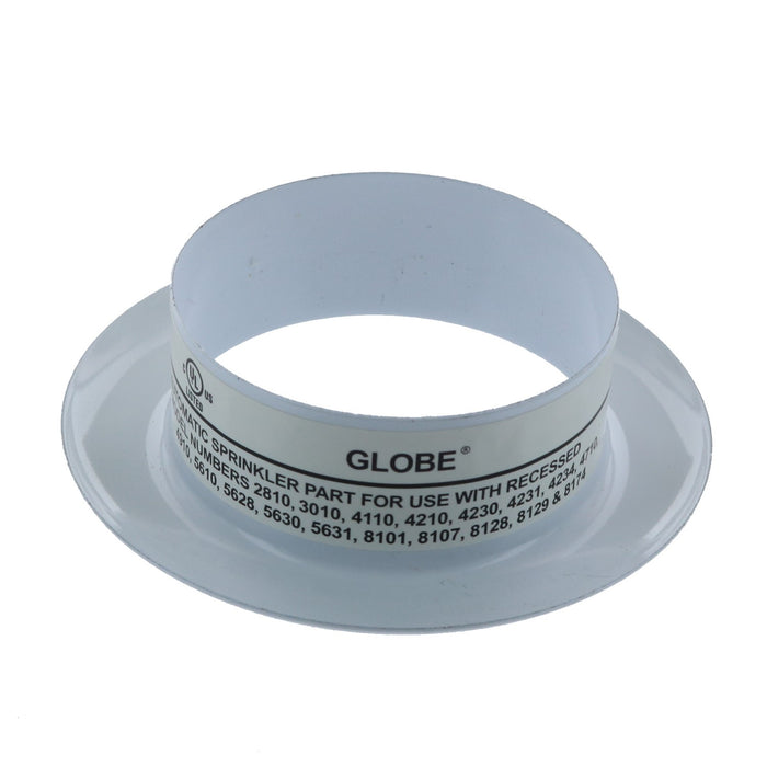 Globe GL Recessed Slip On Fire Sprinkler Escutcheon, 1/2" Adjustment, 3/4" NPT, White 326042-W - WeSupplyIt.com