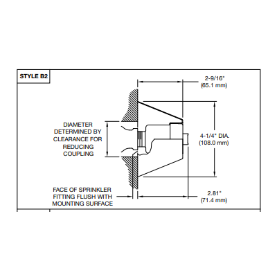 Tyco Model PH5 Style B2 B-2 Fire Sprinkler Escutcheon, Institutional, Chrome, 56-001-7-512