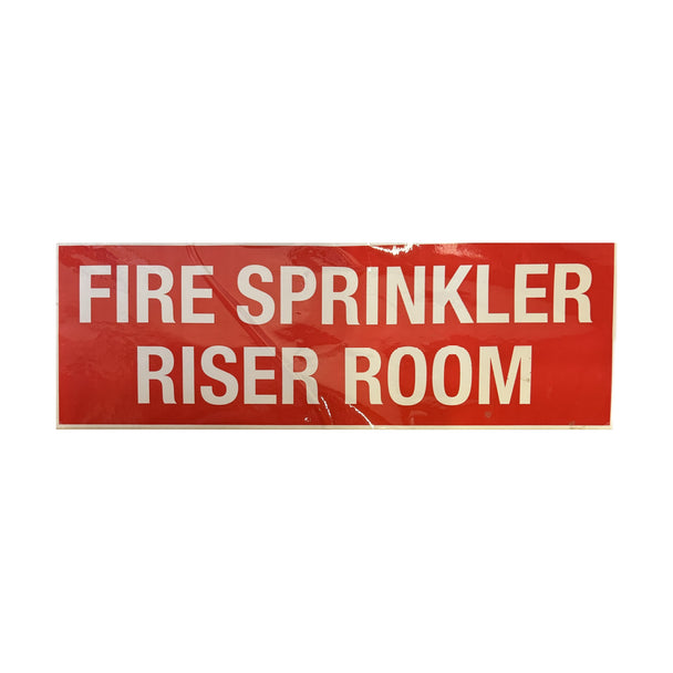 Fire Sprinkler Riser Room Sticker Sign, Vinyl, 6" x 18"