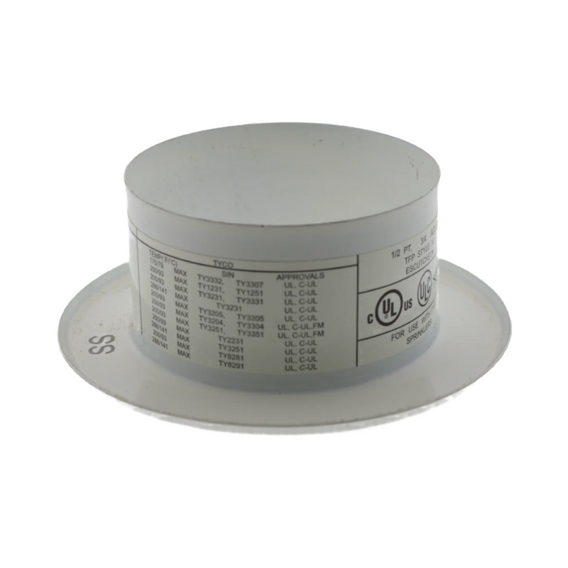 Tyco Style 10 Recessed Fire Sprinkler Escutcheon,  1/2" NPT, Stainless Steel White, 56-701-0-010 - WeSupplyIt.com