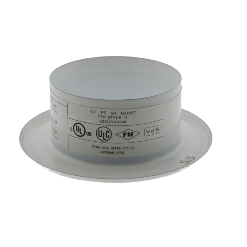 Tyco Style 15 Recessed Fire Sprinkler Escutcheon,  1/2" NPT, Stainless Steel White, 56-715-0-010 - WeSupplyIt.com