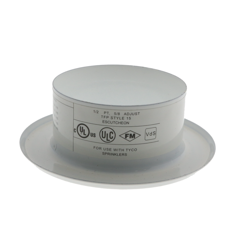 Tyco Style 15 Recessed Fire Sprinkler Escutcheon,  1/2" NPT, White, 56-715-4-010 - WeSupplyIt.com
