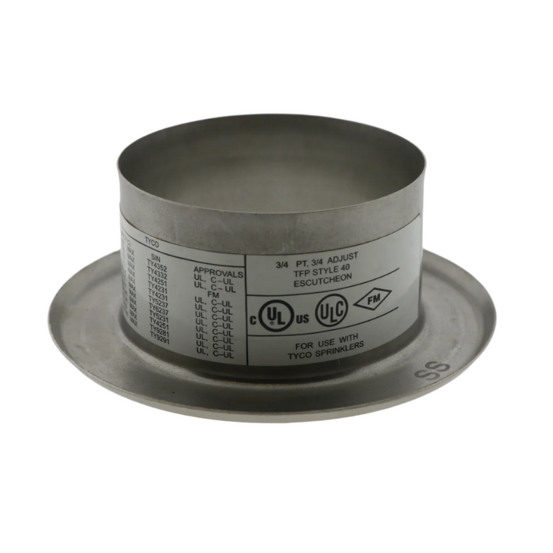 Tyco Style 40 Recessed Fire Sprinkler Escutcheon 3/4" NPT, Stainless Steel, 56-700-1-010 - WeSupplyIt.com