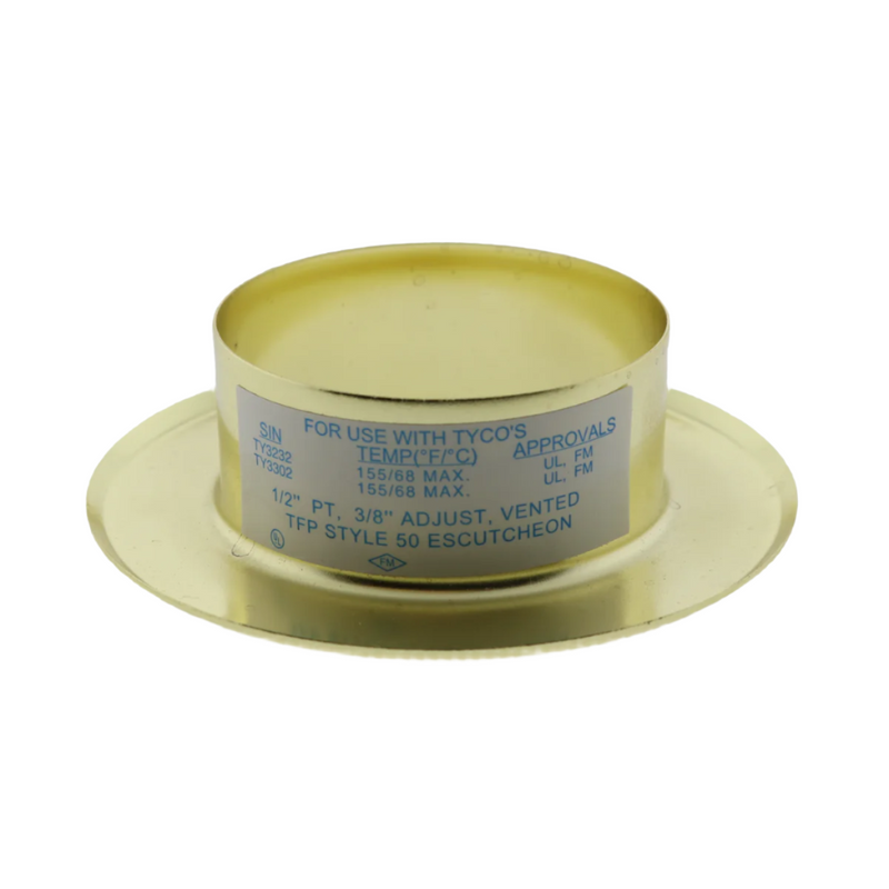 Tyco Style 50 Recessed Fire Sprinkler Escutcheon 1/2" NPT, Brass, 56-711-2-010 - WeSupplyIt.com