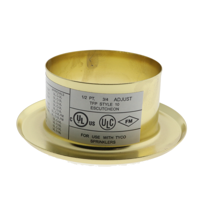 Tyco Style 10 Recessed Fire Sprinkler Escutcheon,  1/2" NPT, Brass, 56-701-2-010 - WeSupplyIt.com