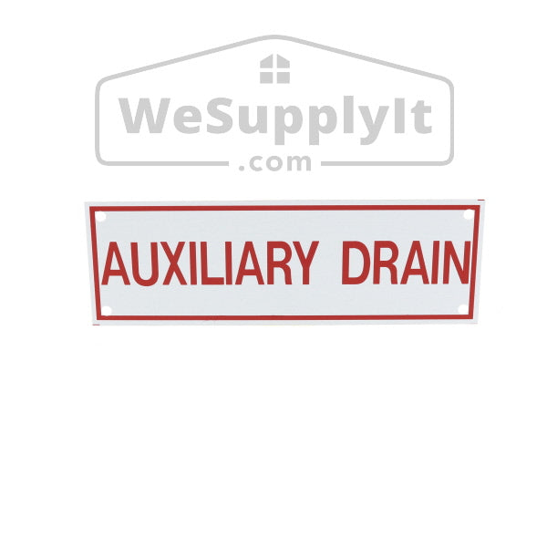 Auxiliary Drain Sign, Aluminum, 6" x 2"