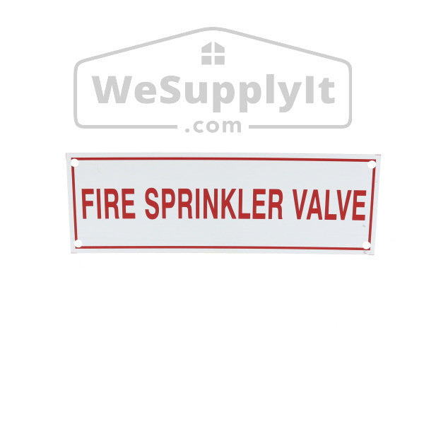 Fire Sprinkler Valve Sign, Aluminum, 6" x 2"