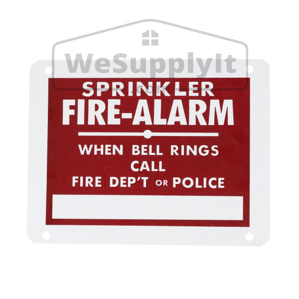 Sprinkler Fire Alarm Bell Sign, Call Fire Dept., Aluminum, 9" x 7"