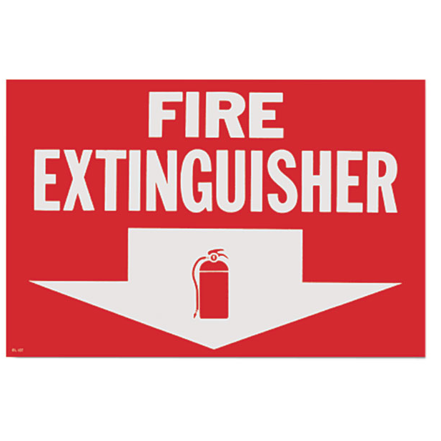 Fire Extinguisher Arrow Sign - Vinyl - 12" x 8" - S112
