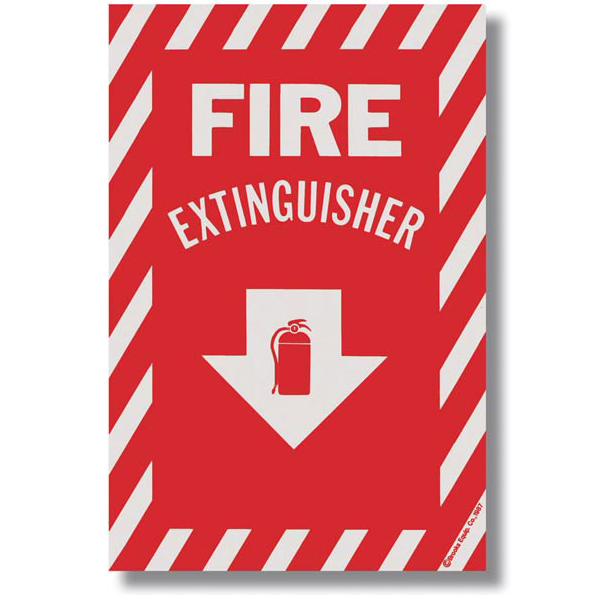 Fire Extinguisher Arrow Sign - Vinyl - 8" x 12" - S118