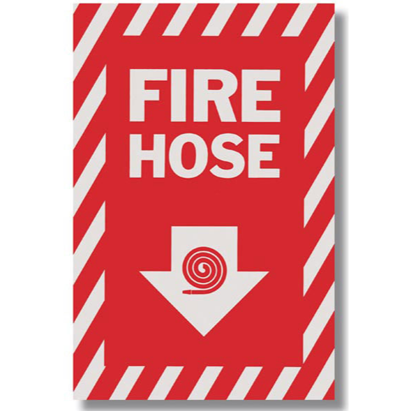 Fire Hose Arrow Sign - Vinyl - 8" x 12" -  S107