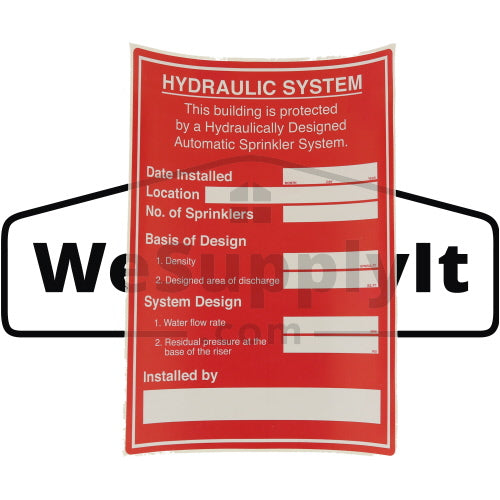 Hydraulic System Calc Sign, Short, Sticker, Decal, 5" x 7"