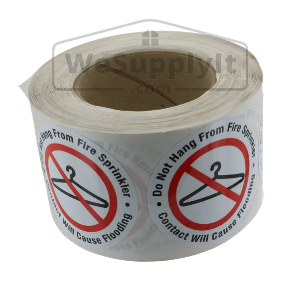 Do Not Hang From Fire Sprinkler Sign - 3" Vinyl - Roll of 100 Stickers - S100