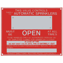 Fire Sprinkler Control Valve Sign With Address, Aluminum, 9" x 7"