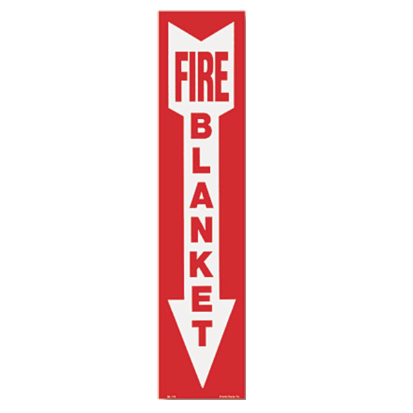 Fire Blanket Arrow Sign - Vinyl - 4" x 18" - S110