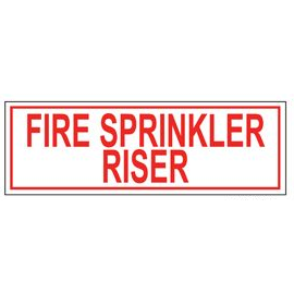 Fire Sprinkler Riser Sign, Sticker, Decal, 6" x 2"