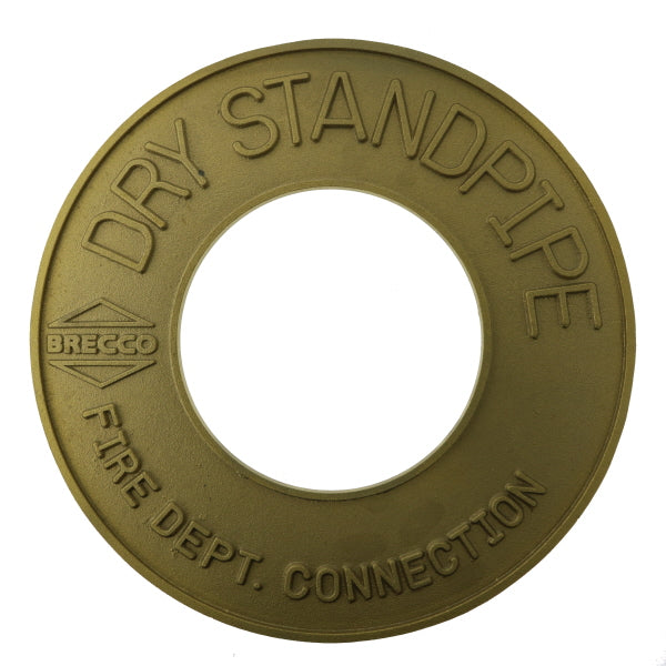 Fire Dept. Connection Dry Standpipe Sign - Brass - 4" IPS - W361